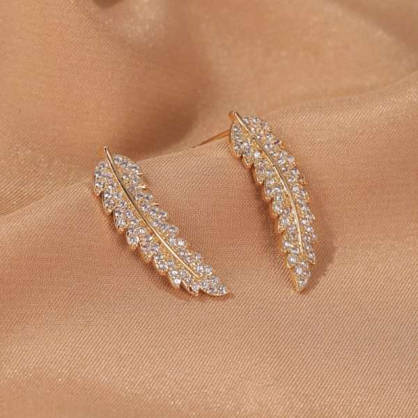 aretes hojas de zircon blancas