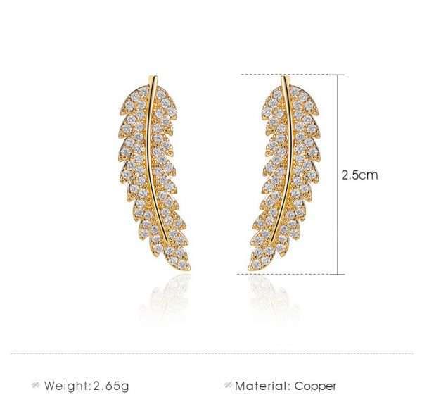 aretes hojas de zircon blancas - Imagen 5