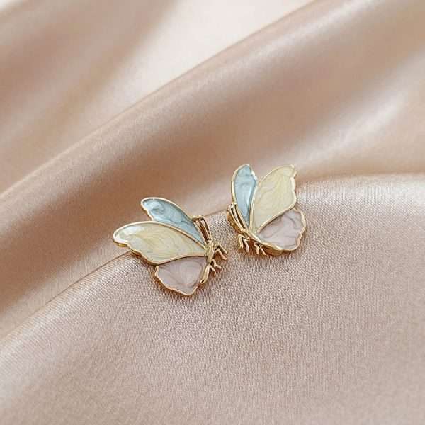 aretes mariposa dropped oil pastel