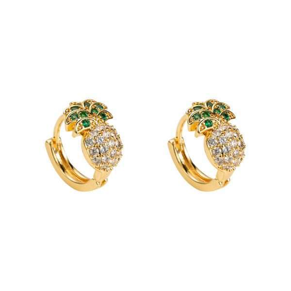 aretes argollas mini piña - Imagen 5