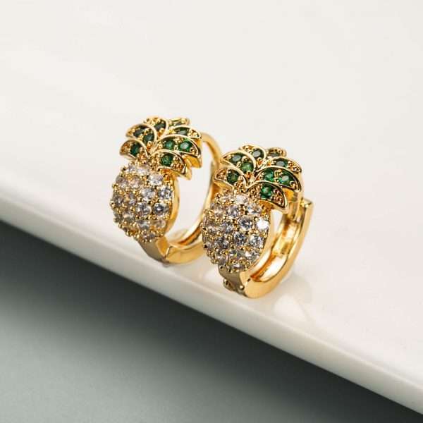 aretes argollas mini piña - Imagen 2