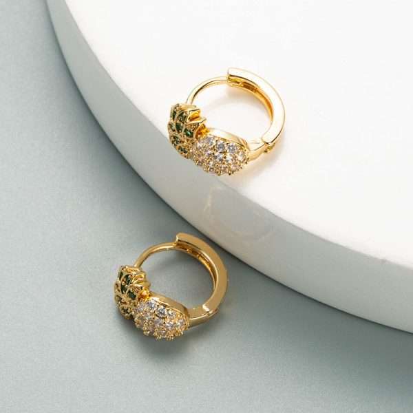 aretes argollas mini piña - Imagen 4