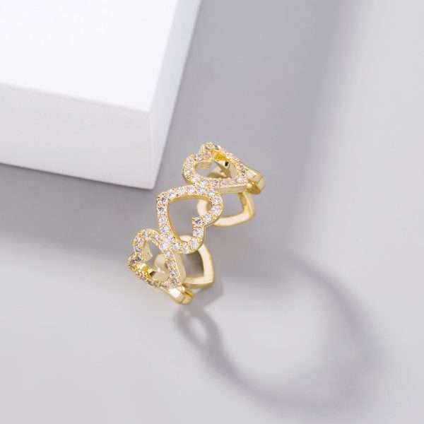 anillo corazones trenzados golden - Imagen 3