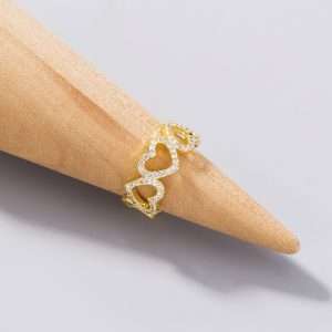 anillo corazones trenzados golden