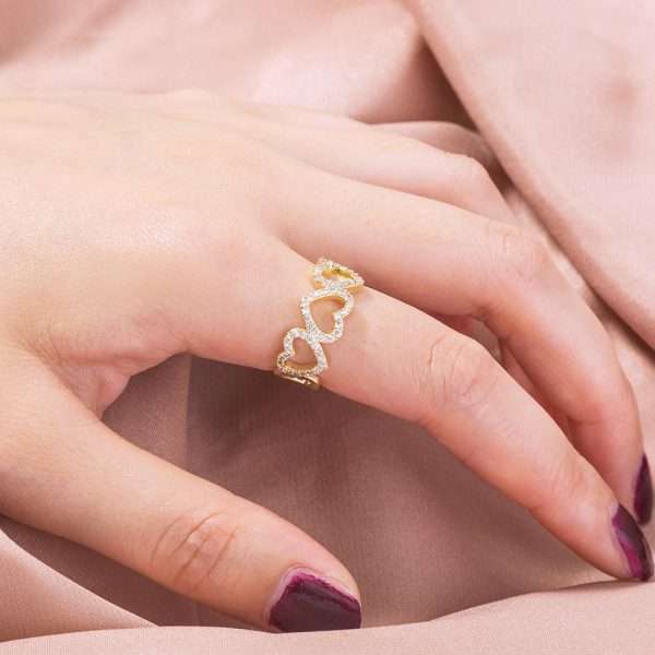 anillo corazones trenzados golden - Imagen 6