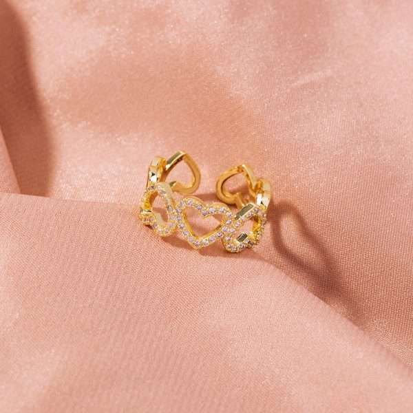 anillo corazones trenzados golden - Imagen 5