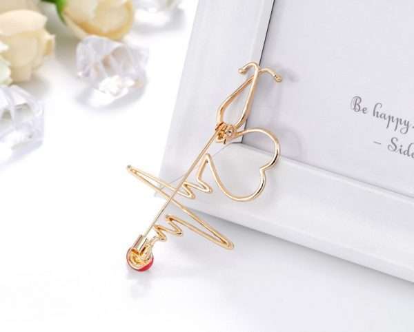 broche estetoscopio corazón - Imagen 3