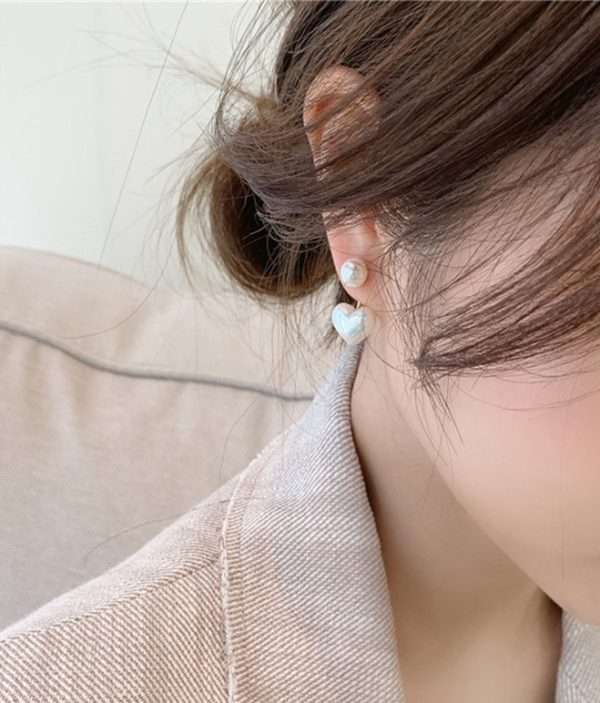 aretes corazones perla - Imagen 8