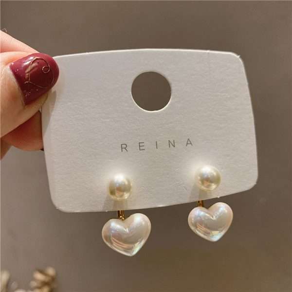 aretes corazones perla