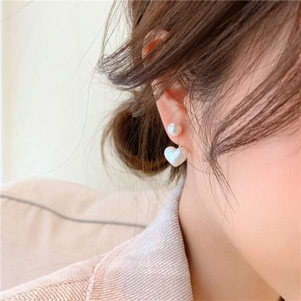 aretes corazones perla - Imagen 2