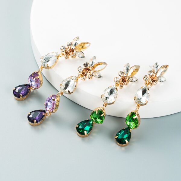 aretes cristal gotas verdes - Imagen 5