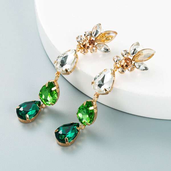 aretes cristal gotas verdes - Imagen 4