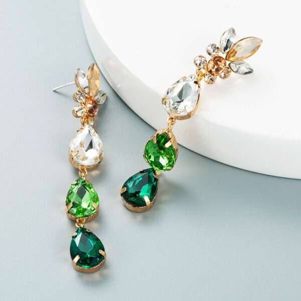 aretes cristal gotas verdes - Imagen 3