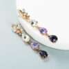 aretes cristal gotas lila