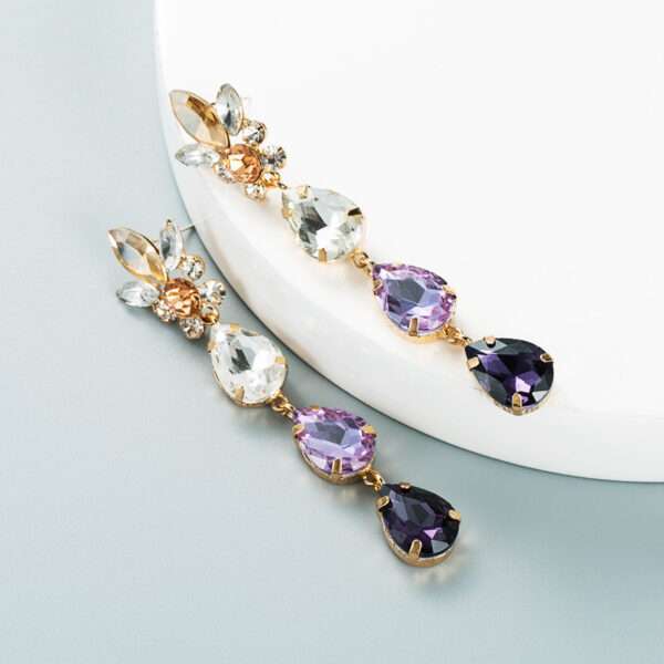 aretes cristal gotas lila
