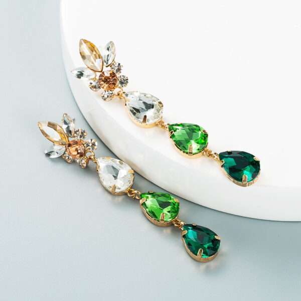 aretes cristal gotas verdes - Imagen 2