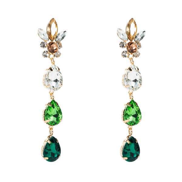 aretes cristal gotas verdes