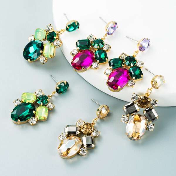 aretes barrocos rhinestones verdes - Imagen 2