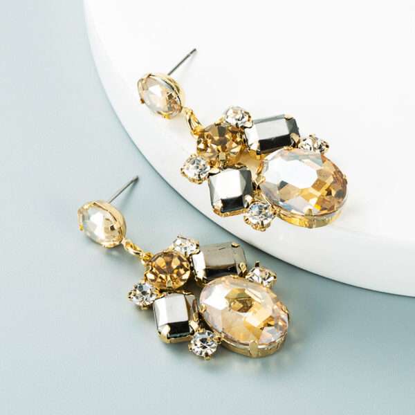 aretes barrocos rhinestones champagne