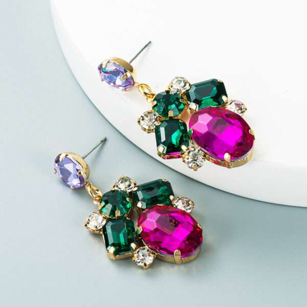 aretes barrocos rhinestones fucsia - Imagen 4