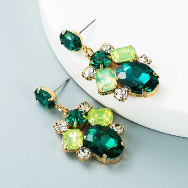 aretes barrocos rhinestones verdes