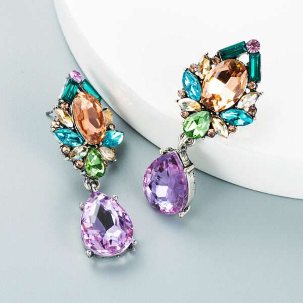 aretes cristales gota barroca lila - Imagen 5