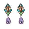 aretes cristales gota barroca lila