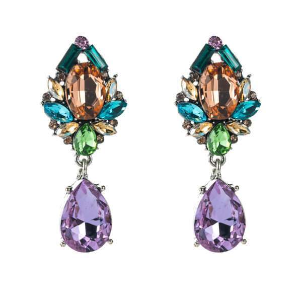 aretes cristales gota barroca lila