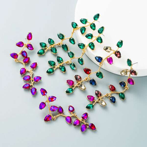 aretes diamond leaf fucsia - Imagen 2
