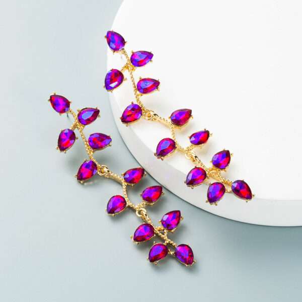 aretes diamond leaf fucsia