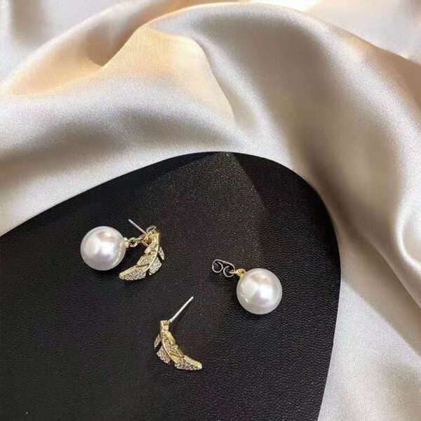 aretes hojitas perla - Imagen 6