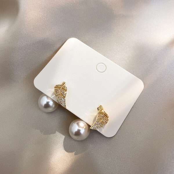 aretes hojitas perla - Imagen 8