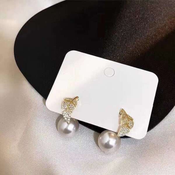 aretes hojitas perla - Imagen 4