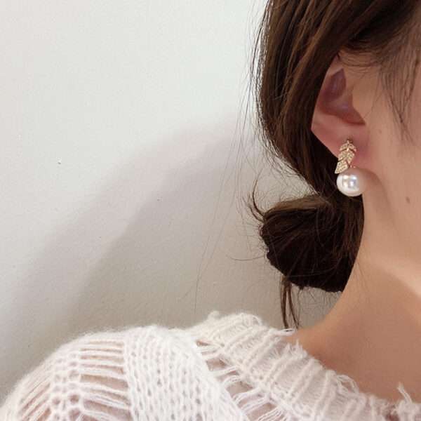 aretes hojitas perla - Imagen 3