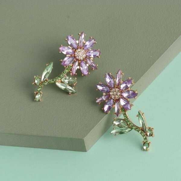 aretes rositas pink purpple flores - Imagen 2