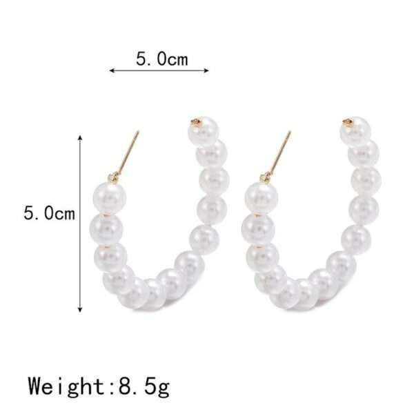 aretes argolla perla circulo - Imagen 3