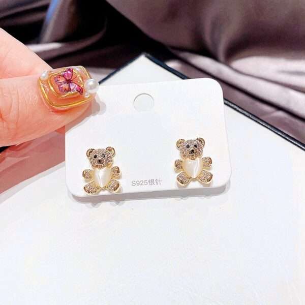 aretes cute bear zircon - Imagen 8