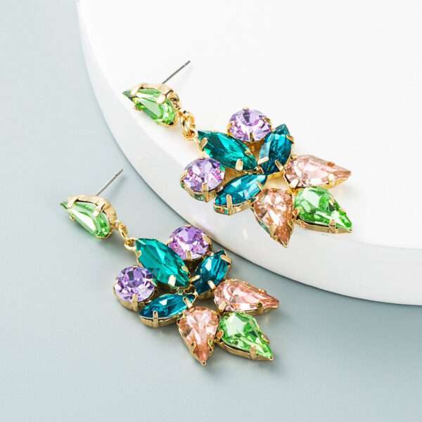 aretes hojas cristales turquesa y morado - Imagen 5