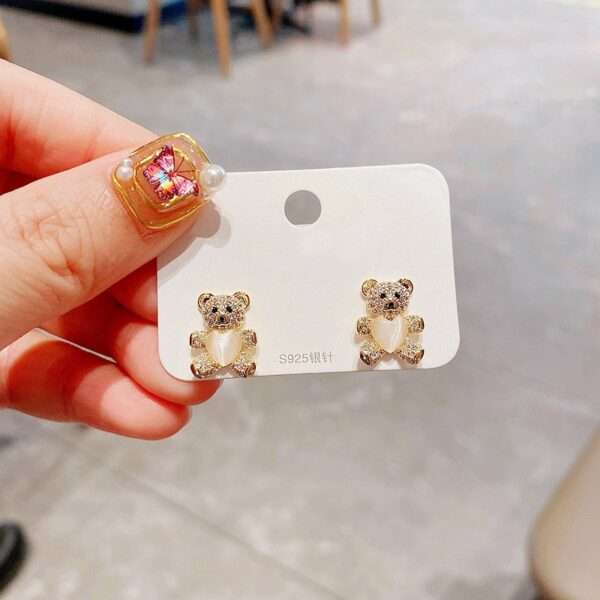 aretes cute bear zircon - Imagen 5