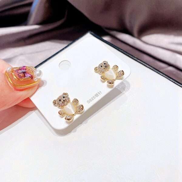 aretes cute bear zircon - Imagen 4