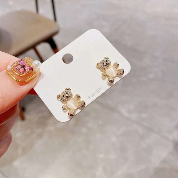aretes cute bear zircon - Imagen 2