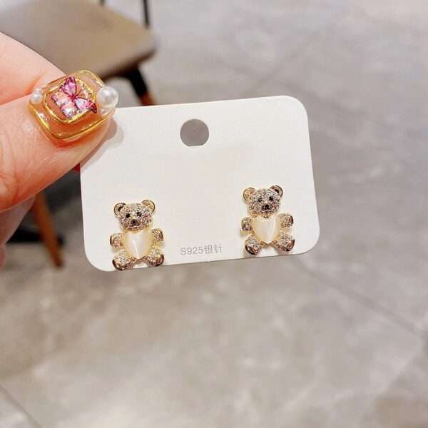 aretes cute bear zircon - Imagen 7