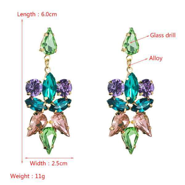 aretes hojas cristales turquesa y morado - Imagen 6