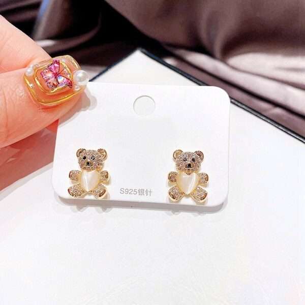 aretes cute bear zircon