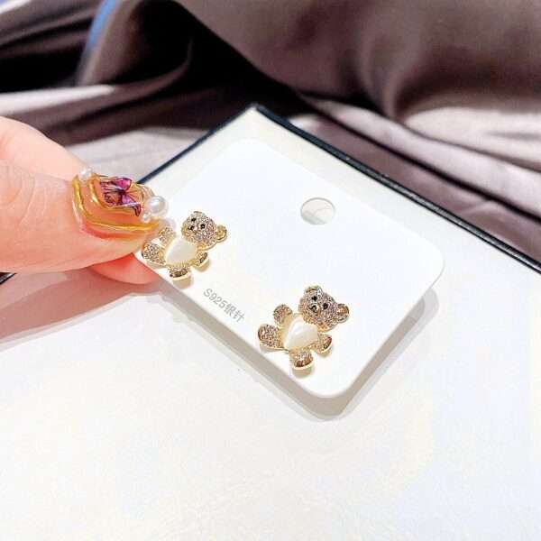aretes cute bear zircon - Imagen 3