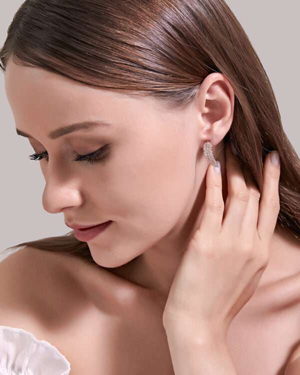aretes hojas de  zircon rose gold - Imagen 6