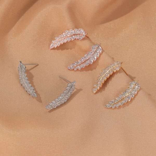 aretes hojas de  zircon rose gold - Imagen 4