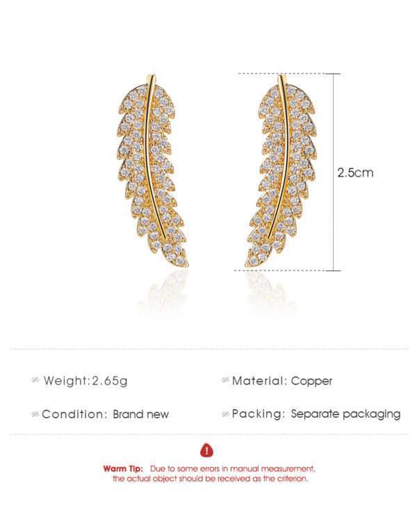 aretes hojas de  zircon rose gold - Imagen 7