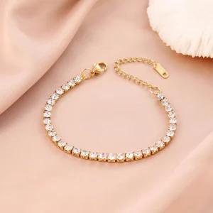 pulsera zircones cuadrados golden