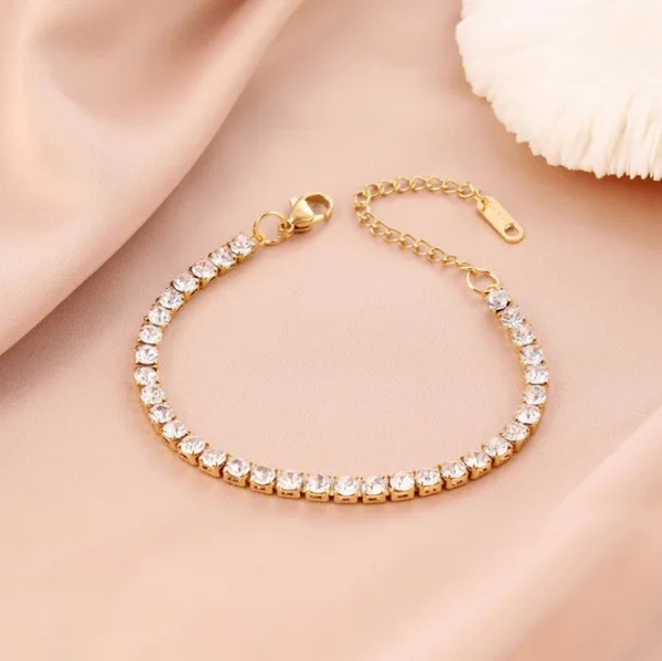 pulsera zircones cuadrados golden